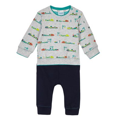 Baby boys' grey train print sweater and jogger set